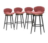 Set di 4 sgabelli da bar girevoli, in velluto rosa, sedie da pranzo alte 75 | Questo set comprende 4 sgabelli da bar girevoli con finitura rosa velluto morbido, alti 75 cm. Progettati come sedie da