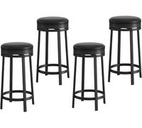 Set di 4 sgabelli da bar girevoli, sedia da cucina rotonda, sgabello per sedia moderna senza schienale, seduta imbottita, PU,stile moderno metà secolo, altezza 65 cm, per cucina, bar, ristorante, nero