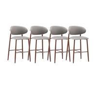 Set di 4 sgabelli da bar imbottiti grigi, 75 cm, altezza bancone con | Set di 4 sgabelli da bar imbottiti grigi, progettati per un'altezza di 75 cm, con schienale di supporto per una seduta