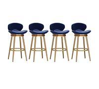 Set di 4 sgabelli da bar imbottiti in velluto per cucinaIsolaArmrestFreePubSgabelli con poggiapiedi 75 cmAltezzaEleganteBluVelvetSeatDesign moderno