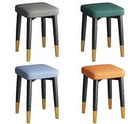 Set di 4 sgabelli da bar impilabili quadrati in metallo con connessione a forma di X, piedini antiscivolo, seduta imbottita, design senza schienale, colori assortiti per sala da pranzo e uso domestico