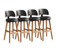 Set di 4 sgabelli da bar in similpelle nera, altezza bancone 85 cm. | Set di 4 sgabelli da bar in similpelle nera, altezza bancone 85 cm, ideali per sedersi al bancone in un'atmosfera informale e