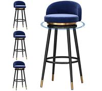 Set di 4 sgabelli da bar in velluto con schienale, girevoli a 360°, sedie imbottite alte per cucina, isola e sala da pranzo, eleganti sgabelli blu da 76,2 cm