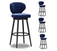Set di 4 sgabelli da bar in velluto, girevoli e regolabili in altezza, con schienale e gambe in metallo, ideali per cucina, sala da pranzo e bar di casa