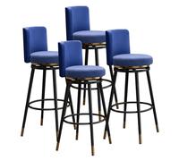 Set di 4 sgabelli da bar moderni in velluto, altezza 74,9 cm, sedie imbottite con schienale elegante design blu, gambe in metallo nero, per cucina, isola e decorazione della casa