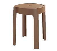 Set di 4 sgabelli impilabili dal design moderno in plastica, con connessione a forma di X, rotondi, per casa, cucina, ufficio, piedini antiscivolo, supportano fino a 150 kg, colore marrone