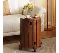 Set di 4 sgabelli impilabili, in legno massello, rotondi, con rotelle, facili da spostare, design minimalista per cucina, soggiorno, ufficio, camera da letto