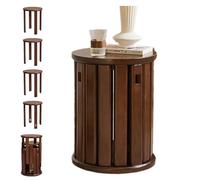 Set di 4 sgabelli impilabili in legno massiccio con sedie e tavolino da caffè, combinazione portatile per cucina, camera da letto, balcone, soggiorno