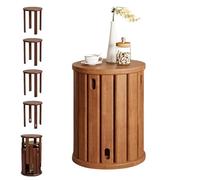 Set di 4 sgabelli impilabili in legno massiccio con sedie e tavolino da caffè, combinazione portatile per cucina, camera da letto, balcone, soggiorno