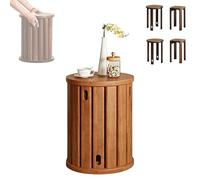 Set di 4 sgabelli impilabili, in legno massiccio, multiuso, design salvaspazio, non richiede installazione, per soggiorno, camera da letto o balcone