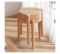 Set di 4 sgabelli impilabili in legno, portatili, rotondi, in rattan, senza schienale, per cucina e sala da pranzo, design salvaspazio per qualsiasi stanza
