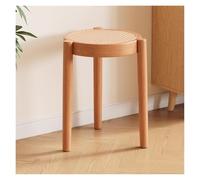 Set di 4 sgabelli impilabili in legno, portatili, rotondi, in rattan, senza schienale, per cucina e sala da pranzo, design salvaspazio per qualsiasi stanza