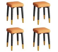 Set di 4 sgabelli impilabili in metallo, quadrati, con connessione a forma di X, piedini antiscivolo, design imbottito senza schienale, colori assortiti, per sala da pranzo, casa e cucina