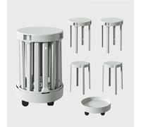 Set di 4 sgabelli impilabili in plastica, tavolini e tavolini da caffè, per interni ed esterni, salvaspazio, facili da riporre, nessun montaggio richiesto