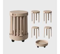 Set di 4 sgabelli impilabili in plastica, tavolini e tavolini da caffè, per interni ed esterni, salvaspazio, facili da riporre, nessun montaggio richiesto