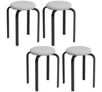 Set Di 4 Sgabelli Impilabili Moderni Con Cuscino Tondi, Grigio