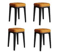 Set di 4 sgabelli quadrati impilabili in pelle, 4 gambe, portatili, imbottiti, per casa, sala da pranzo e colazione, verde (arancione, 46 x 30 cm), mobili eleganti e funzionali