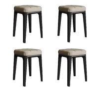 Set di 4 sgabelli quadrati impilabili in pelle con seduta imbottita, sedie portatili per sala da pranzo e colazione, colore verde (beige, 46 x 30 cm), ideali per uso domestico.