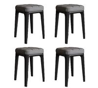 Set di 4 sgabelli quadrati impilabili in pelle, sedie imbottite, portatili, per sala da pranzo e colazione, colore verde (grigio, 46 x 30 cm), ideali per uso domestico