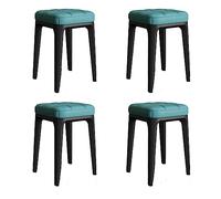 Set di 4 sgabelli quadrati in pelle, impilabili, con sedili imbottiti, sedie da pranzo portatili, per colazione e sala da pranzo, colore verde (blu, 46 x 30 cm)