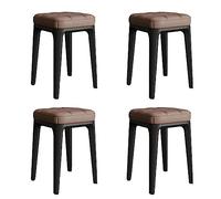 Set di 4 sgabelli quadrati in pelle, impilabili, con sedili imbottiti, sedie da pranzo portatili, per cucina e colazione, colore verde (marrone, 46 x 30 cm)