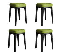 Set di 4 sgabelli quadrati in pelle verde impilabili con seduta imbottita sedie portatili per colazione e uso domestico, 46 x 30 cm, design a quattro gambe