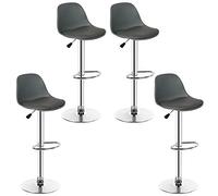 Set di 4 sgabelli regolabili in altezza girevole a 360° con schienale e poggiapiediimbottiti, in similpelle, per cucina, sedie da bar, silenziose e confortevoli