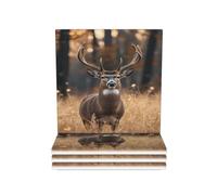 Set di 4 sottobicchieri a forma di cervo con retro antiscivolo, protezione per tavolo, accessori per bar, regali di inaugurazione della casa, decorazioni per bar della cucina, 4 pollici