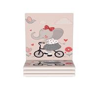 Set di 4 sottobicchieri a forma di elefante per andare in bicicletta, con retro antiscivolo, protezione per tavolo, accessori per bar, regali di inaugurazione della casa, decorazioni per la cucina e