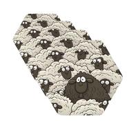 Set di 4 sottobicchieri a forma di pecora bianca e nera con cartoni animati per bevande, set di 4 sottobicchieri per tazza da tè in pelle, per cucina, bar, decorazione per la casa, regalo di