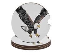 Set di 4 sottobicchieri antiscivolo universali per auto, motivo: schizzo di aquila calva, 6,6 cm, set di accessori per interni dell'auto, unisex