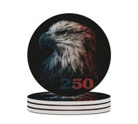 Set di 4 sottobicchieri assorbenti con aquila calva con le parole 250°