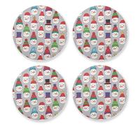 Set di 4 sottobicchieri assorbenti con cappello di pupazzo di neve grigio bianco natalizio resistente al calore multifunzionale bordo in sughero per la decorazione della casa idee regalo grandi