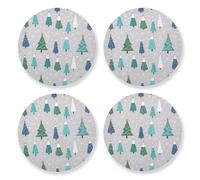Set di 4 sottobicchieri assorbenti per bevande con alberi colorati grigi e fiocchi di neve, tovagliette in sughero, per cucina, decorazioni per la casa, ottime idee regalo
