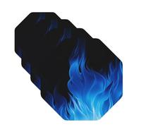 Set di 4 sottobicchieri blu con fiamma per bevande, in pelle, sottobicchieri, sottobicchieri, per tazza da cucina, bar, decorazione per la casa, regalo di inaugurazione della casa
