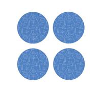 Set di 4 sottobicchieri blu con stampa matematica righello per protezione da tavolo, adatti per tipi di tazze, sottobicchieri per la decorazione della casa e del soggiorno, rotondi da 10 cm