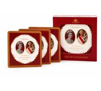 Set di 4 sottobicchieri commemorativi in legno della regina Elisabetta II, set di sottobicchieri quadrati con scatola di presentazione, stoviglie Royal Memorial Home