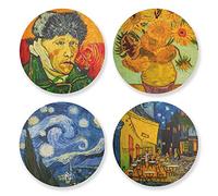 Set di 4 sottobicchieri con dipinti di Van Gogh, antiscivolo, resistenti al calore, assorbenti, con base in sughero, tappetino rotondo per cucina, bar, caffetteria, decorazione, regalo perfetto per