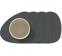 Set di 4 sottobicchieri Curve (11 x 13 cm) in Pelle Nupo - LindDNA, Antracite