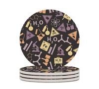 Set di 4 sottobicchieri da tavolo in ceramica con motivo chimico e scienza, assorbenti, resistenti al calore, con base in sughero, per decorare la casa, regali di inaugurazione della casa, ufficio