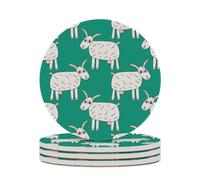 Set di 4 sottobicchieri da tavolo in ceramica, motivo capra, assorbenti, resistenti al calore, con base in sughero, per decorare la casa, regali di inaugurazione della casa, ufficio