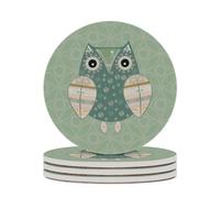 Set di 4 sottobicchieri da tavolo in ceramica, motivo con gufo e saggezza, assorbenti, resistenti al calore, con base in sughero, per decorare la casa, regali di inaugurazione della casa, ufficio