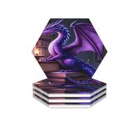 Set di 4 sottobicchieri decorativi per libreria a forma di drago viola, protezione antiscivolo per tavolo, accessori per bar, regali per inaugurazione della casa, decorazioni per bar da cucina, 4 po