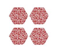 Set di 4 sottobicchieri esagonali in pelle, leggeri, a forma di cuore, per scrivania, anti-scottature, per decorare la tavola dell'ufficio