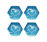 Set di 4 sottobicchieri esagonali in pelle, leggeri a forma di cuore, per scrivania, anti-scottature, per decorare la tavola dell'ufficio