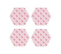 Set di 4 sottobicchieri esagonali in pelle, leggeri e carini con fenicottero con cuore, per scrivania, anti-scottature, per decorare la tavola dell'ufficio