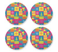 Set di 4 sottobicchieri estetici con alberi di Natale multicolore Joy fiocchi di neve spessi tappetini resistenti al calore e tovaglietta accessori per bar