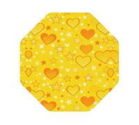 Set di 4 sottobicchieri gialli con stampa a cuore, in pelle, sottobicchieri per scrivania e sala da pranzo