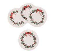 Set di 4 sottobicchieri in cotone biologico verde e rosso con ghirlanda natalizia ⌀ 12 cm