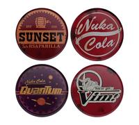 Set di 4 sottobicchieri in metallo con licenza ufficiale Nuka Cola, Sunset Sarsaparilla, Vim & Nuka Cola Quantum, sottobicchiere da gioco regalo per i fan di Fallout